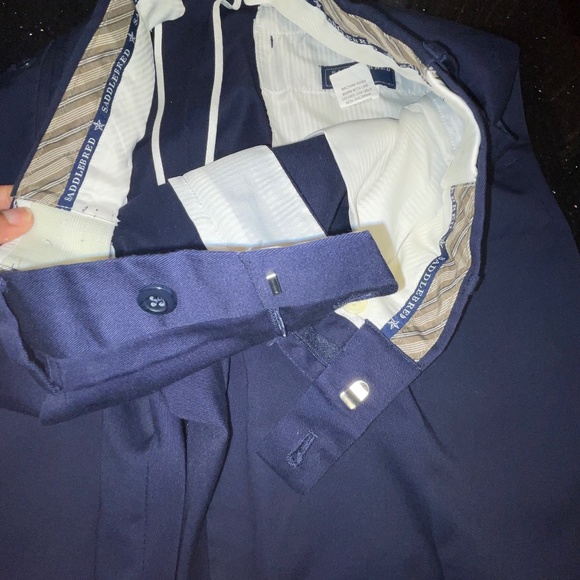 Saddlebred Men's 34Wx32L Comfort Waist Pleated Front Straight Fit Pants Navy Blu - Picture 6 of 12